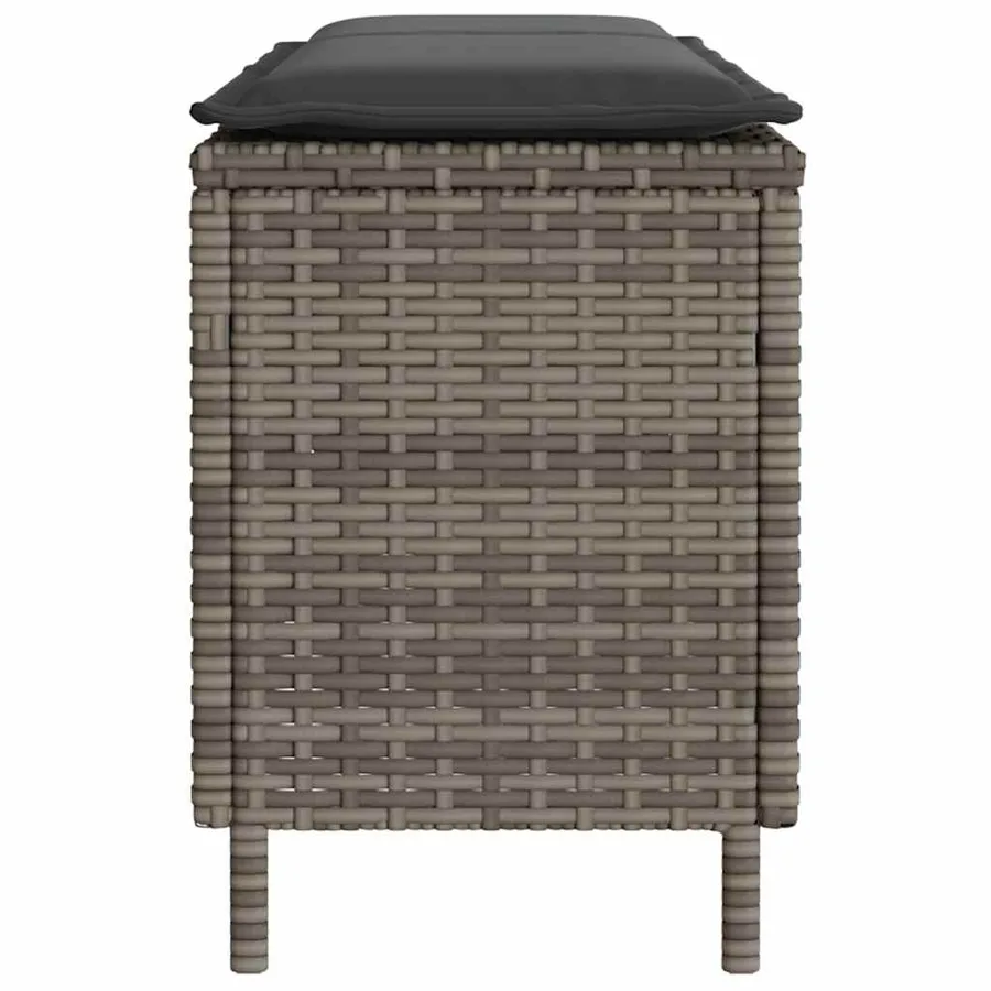 Banc de jardin avec coussin gris 110x30x40,5 cm résine tressée - 5