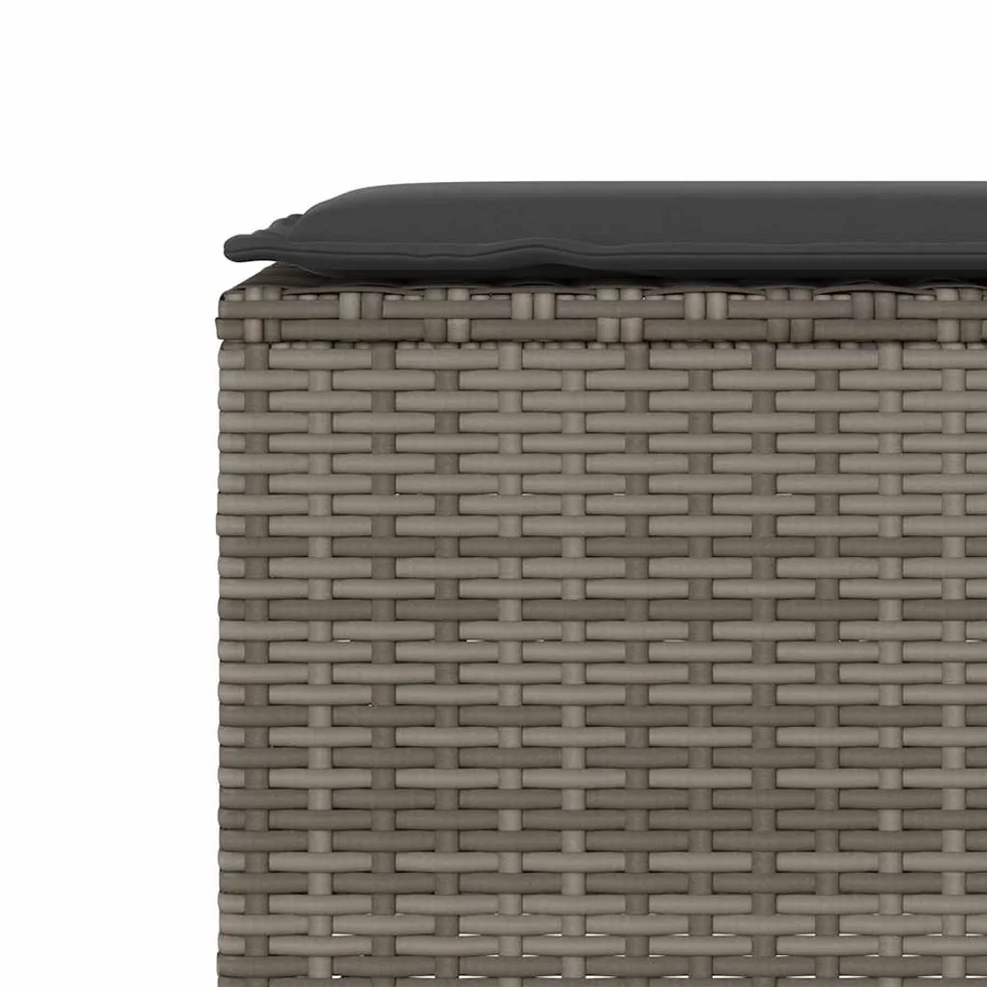 Banc de jardin avec coussin gris 110x30x40,5 cm résine tressée - 7