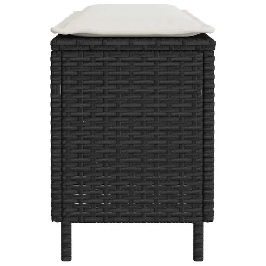 Banc de jardin avec coussin noir 110x30x40,5 cm résine tressée - 5