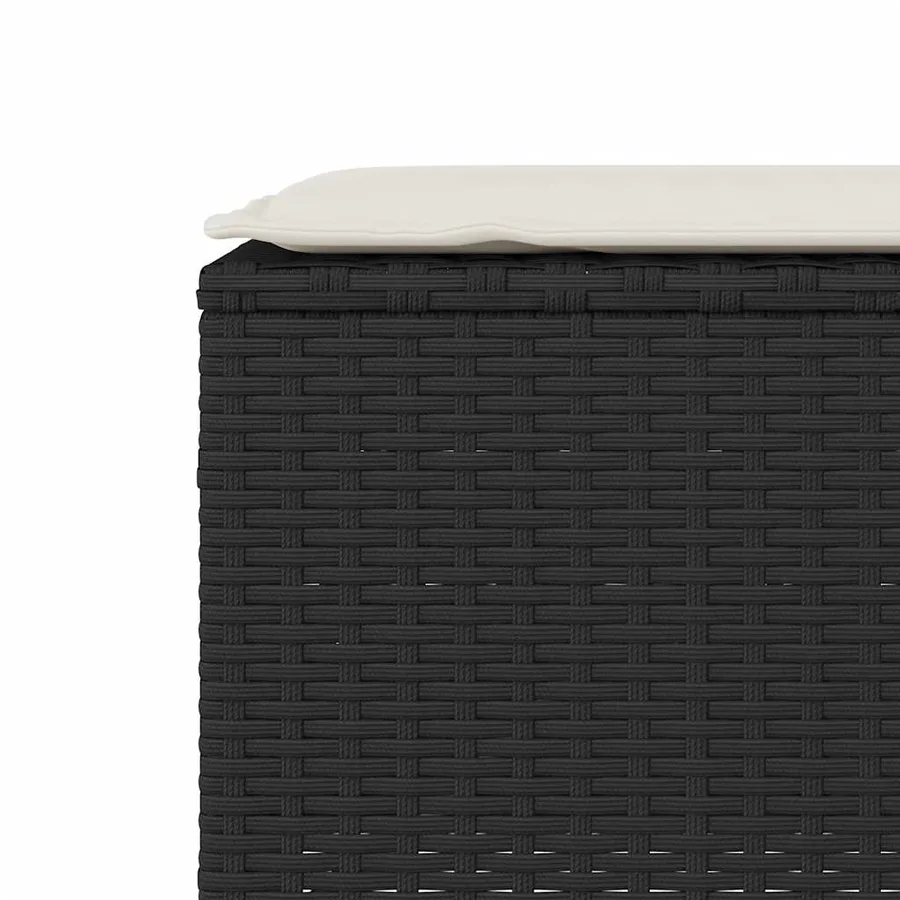 Banc de jardin avec coussin noir 110x30x40,5 cm résine tressée - 7