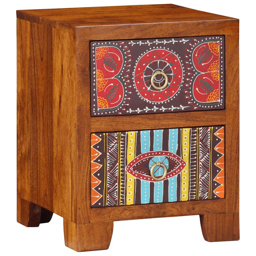 Table de chevet 35x35x45 cm bois d'acacia massif - 10