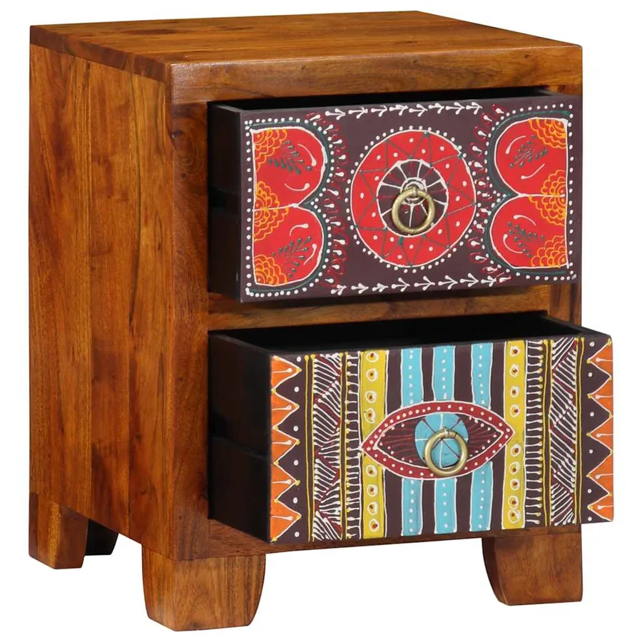 Table de chevet 35x35x45 cm bois d'acacia massif - 12