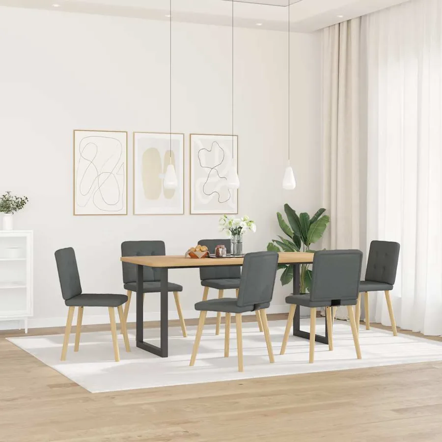 Chaises à manger lot de 6 gris foncé tissu - 2