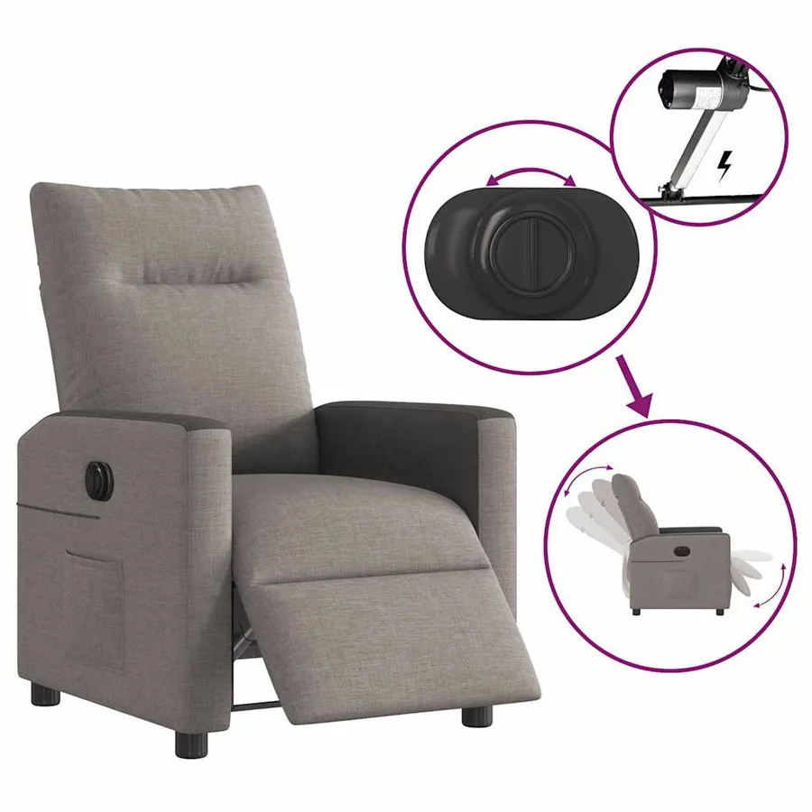 Fauteuil inclinable électrique Taupe Tissu - 9