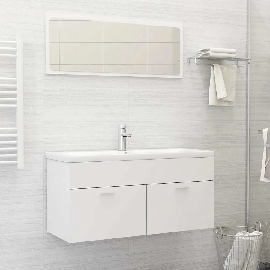 Ensemble de meubles de salle de bain Blanc Aggloméré
