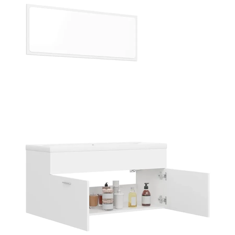 Ensemble de meubles de salle de bain Blanc Aggloméré - 4