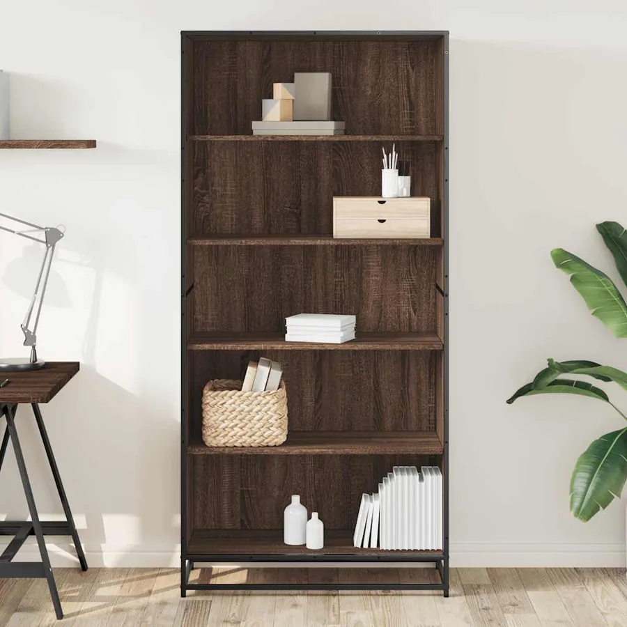 Bibliothèque chêne marron 80,5x35x170,5 cm bois d'ingénierie - 3