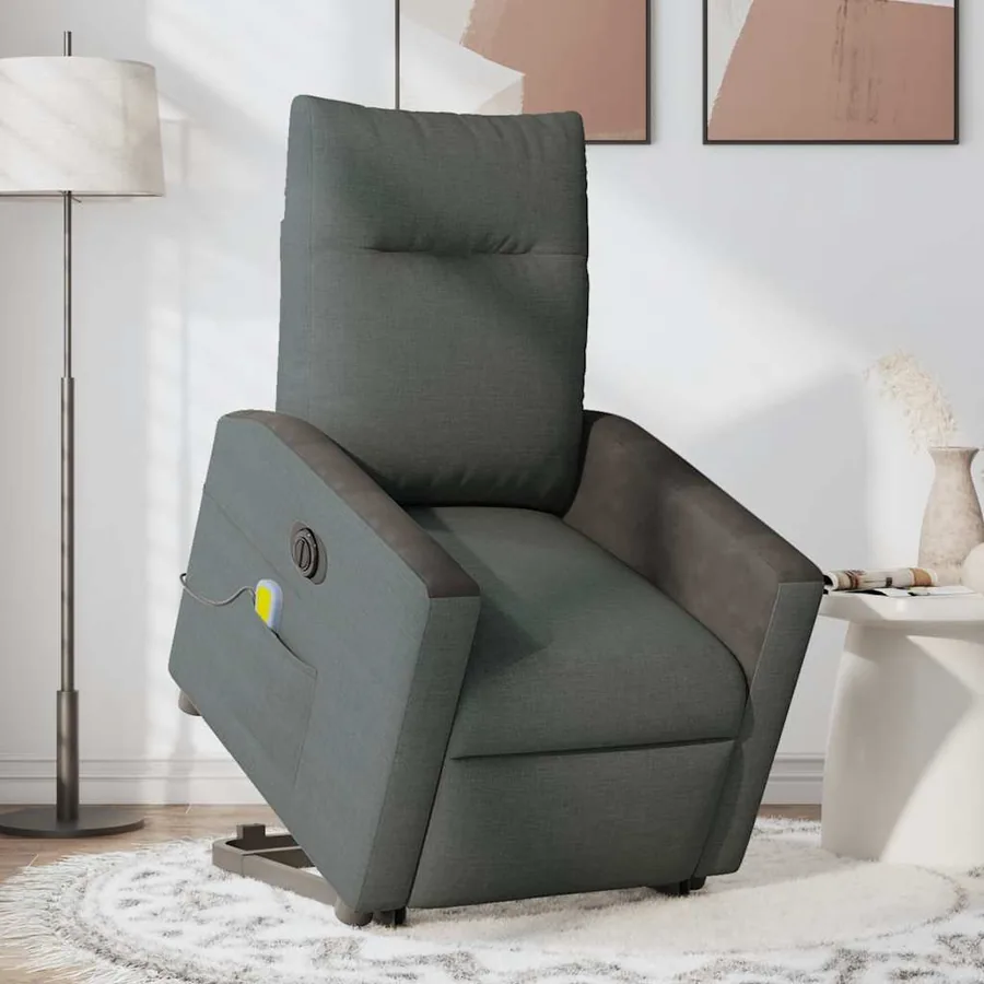 Fauteuil inclinable de massage électrique Gris foncé Tissu