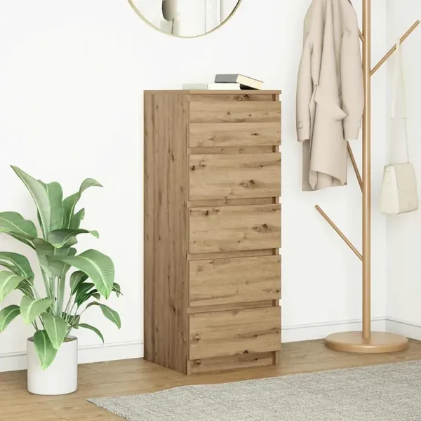 Buffet et tiroirs chêne artisanal 37,5x35x99 cm bois ingénierie