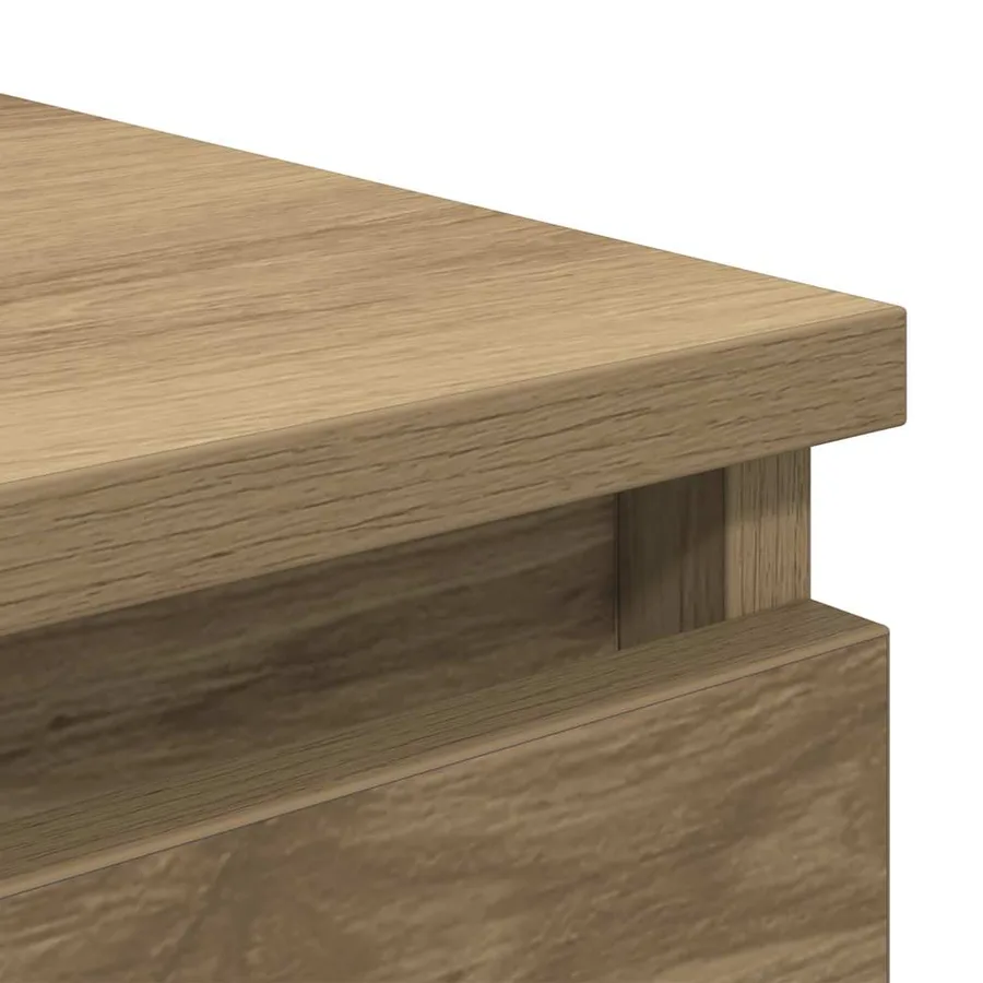 Buffet et tiroirs chêne artisanal 37,5x35x99 cm bois ingénierie - 9