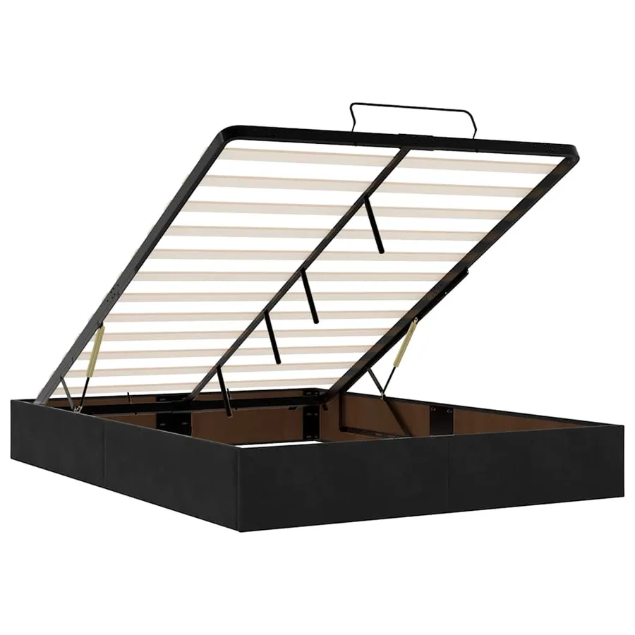Cadre de lit ottoman avec matelas noir 140x190 cm velours - 11