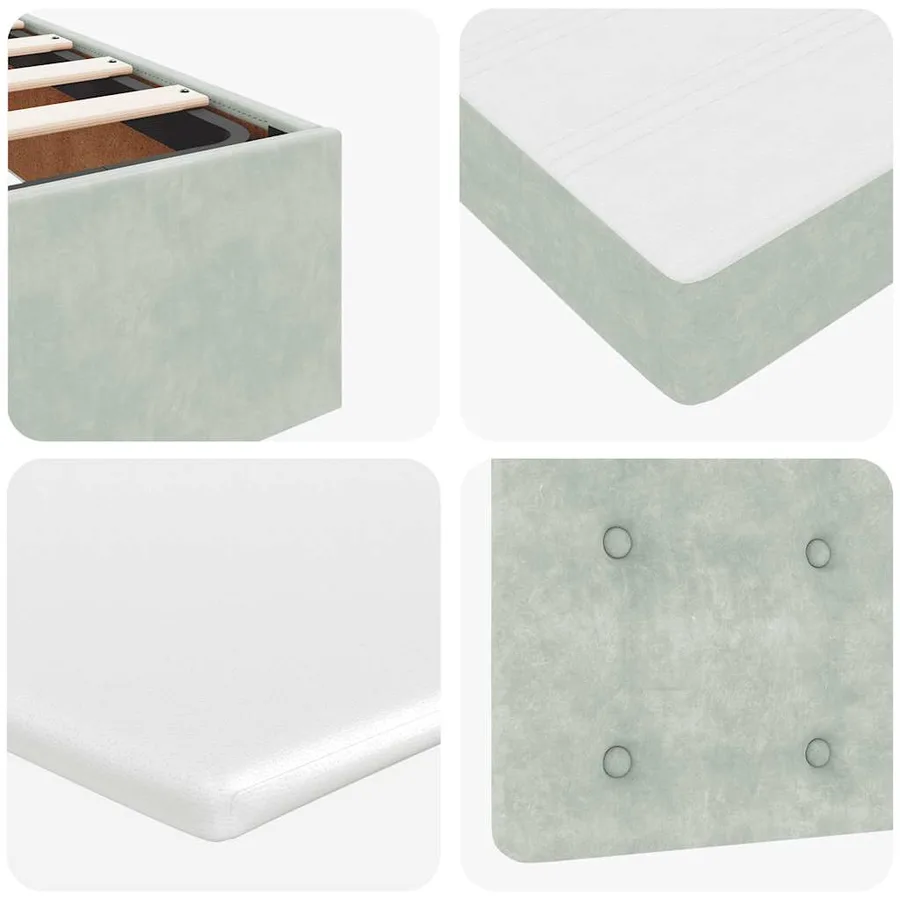 Cadre de lit ottoman et matelas gris clair 140x190 velours - 16