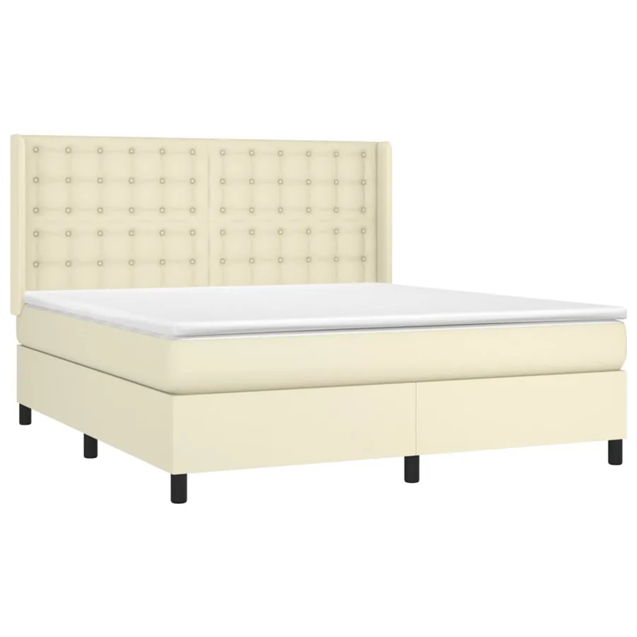 Sommier à lattes de lit matelas LED Crème 160x200 cm Similicuir - 4