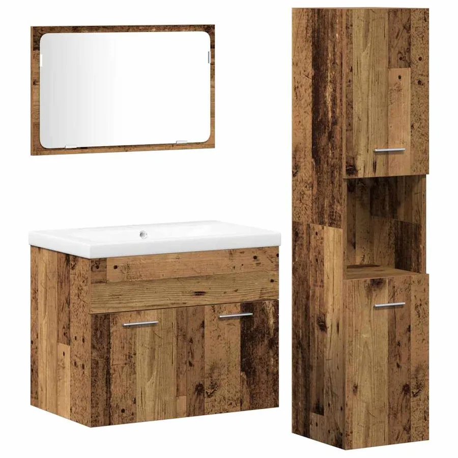 Ensemble de mobilier de salle de bain avec étagère 4 pcs Marron - 2