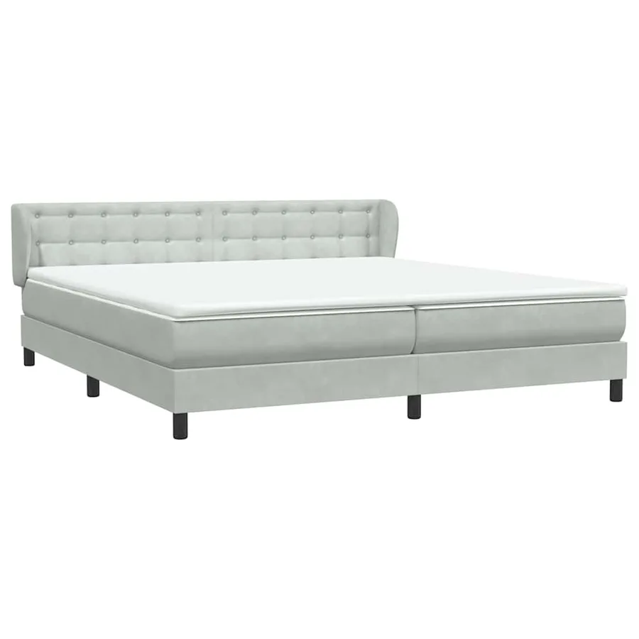 Sommier à lattes de lit et matelas gris clair 200x210cm velours - 4