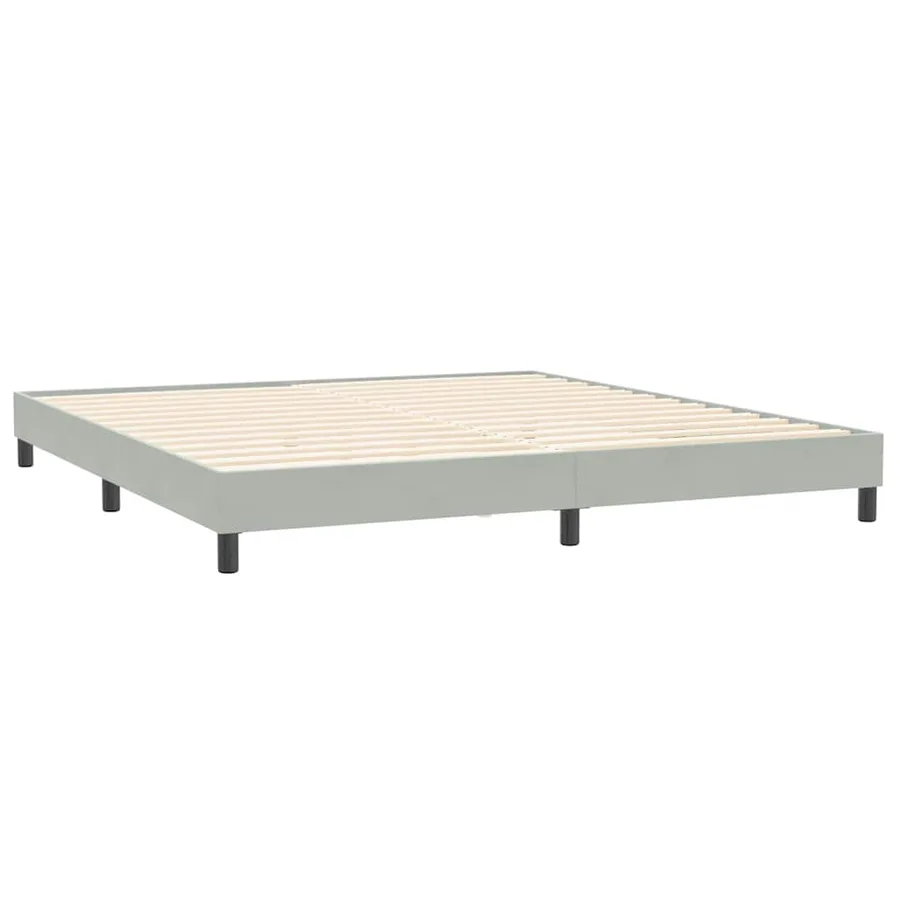 Sommier à lattes de lit et matelas gris clair 200x210cm velours - 5