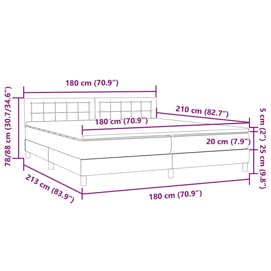 Sommier à lattes de lit avec matelas noir 180x210 cm velours - 12