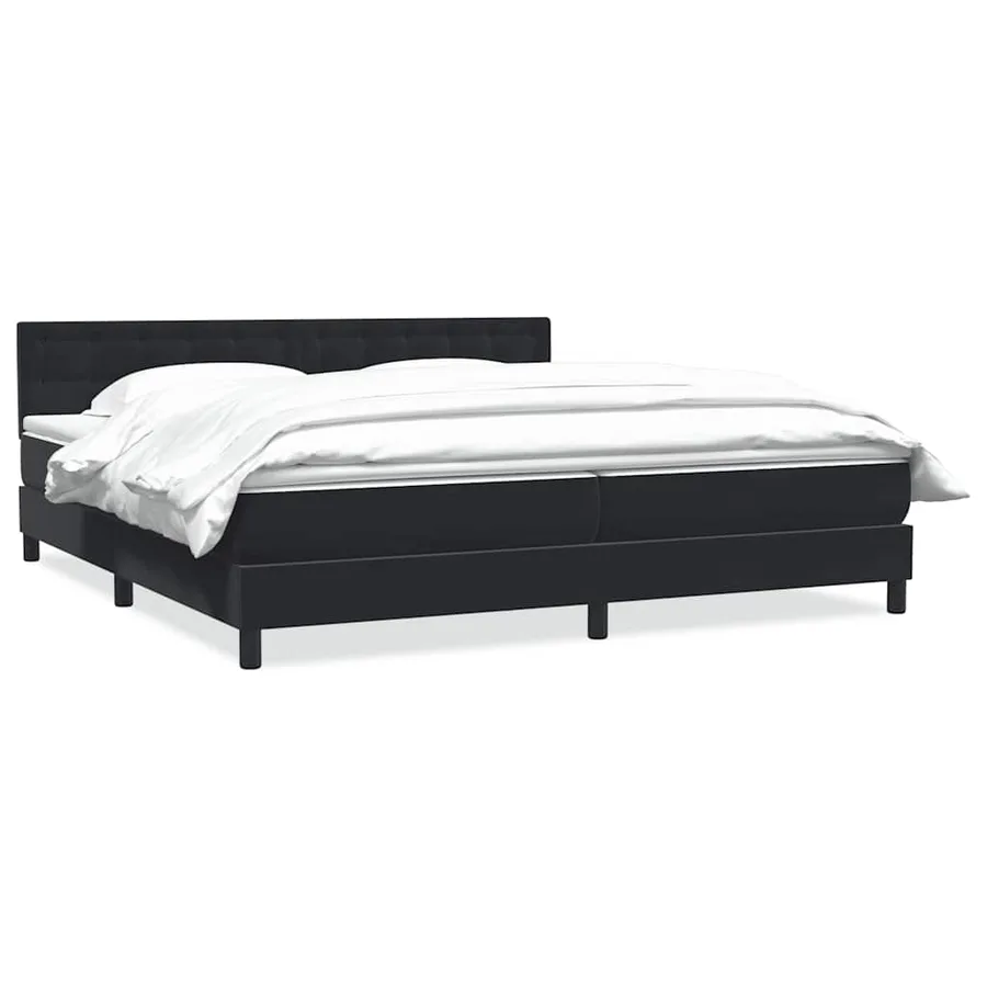 Sommier à lattes de lit avec matelas noir 180x210 cm velours - 2
