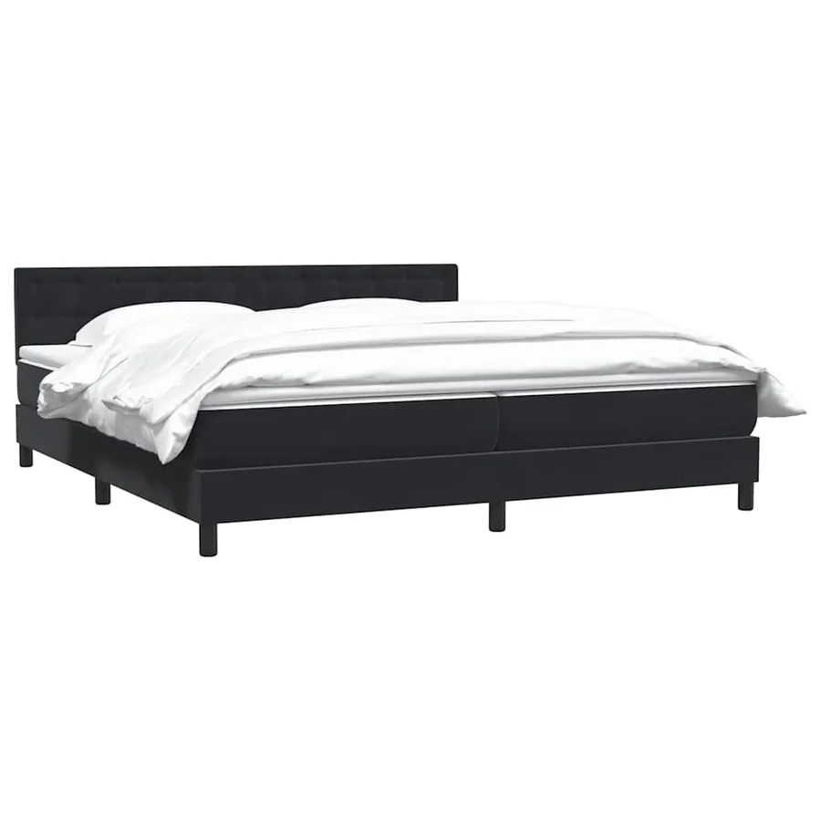 Sommier à lattes de lit avec matelas noir 180x210 cm velours - 3