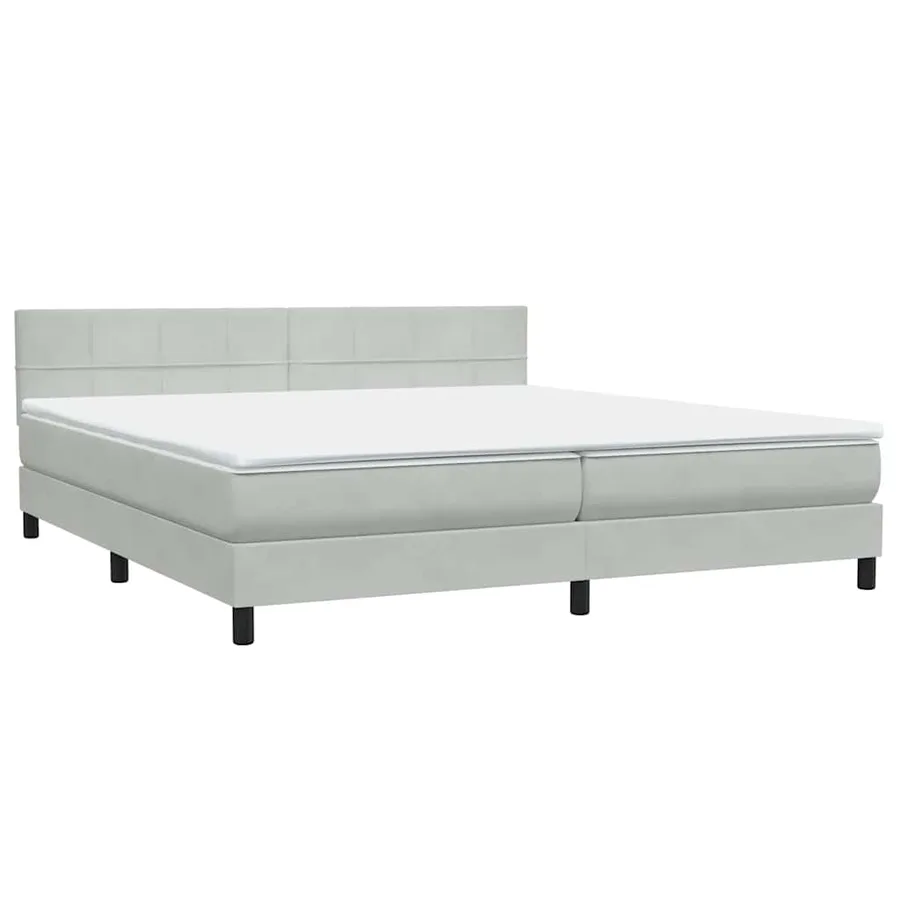 Sommier à lattes de lit et matelas et LED gris clair 200x210cm velours - 5