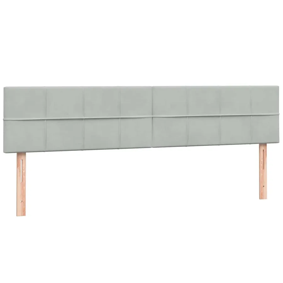 Sommier à lattes de lit et matelas et LED gris clair 200x210cm velours - 7
