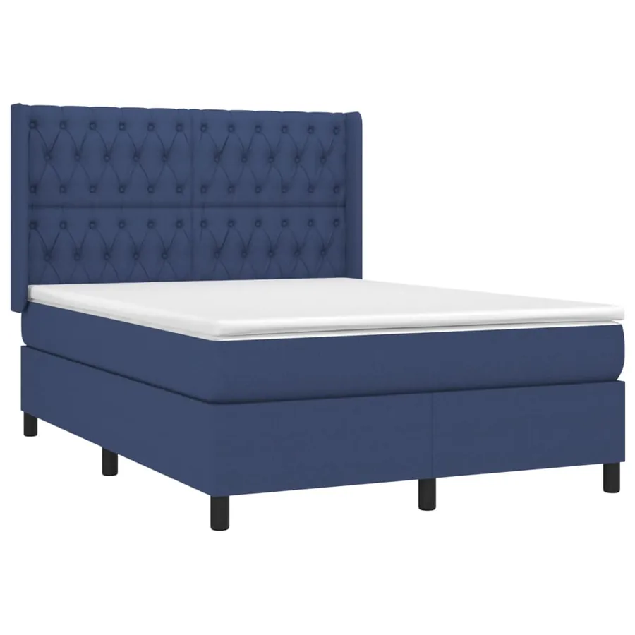 Sommier à lattes de lit matelas et LED Bleu 140x200 cm Tissu - 4