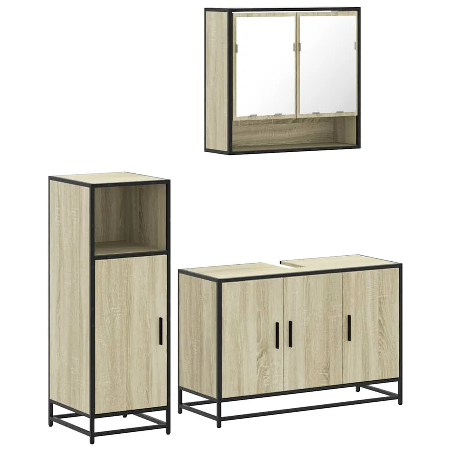 Ensemble de meubles de salle de bain 3 pcs chêne sonoma - 2