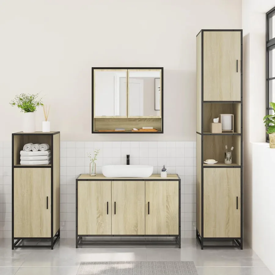 Ensemble de meubles de salle de bain 3 pcs chêne sonoma - 3