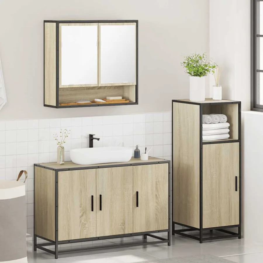 Ensemble de meubles de salle de bain 3 pcs chêne sonoma - 4