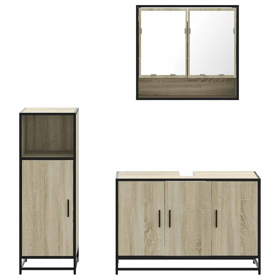 Ensemble de meubles de salle de bain 3 pcs chêne sonoma - 5