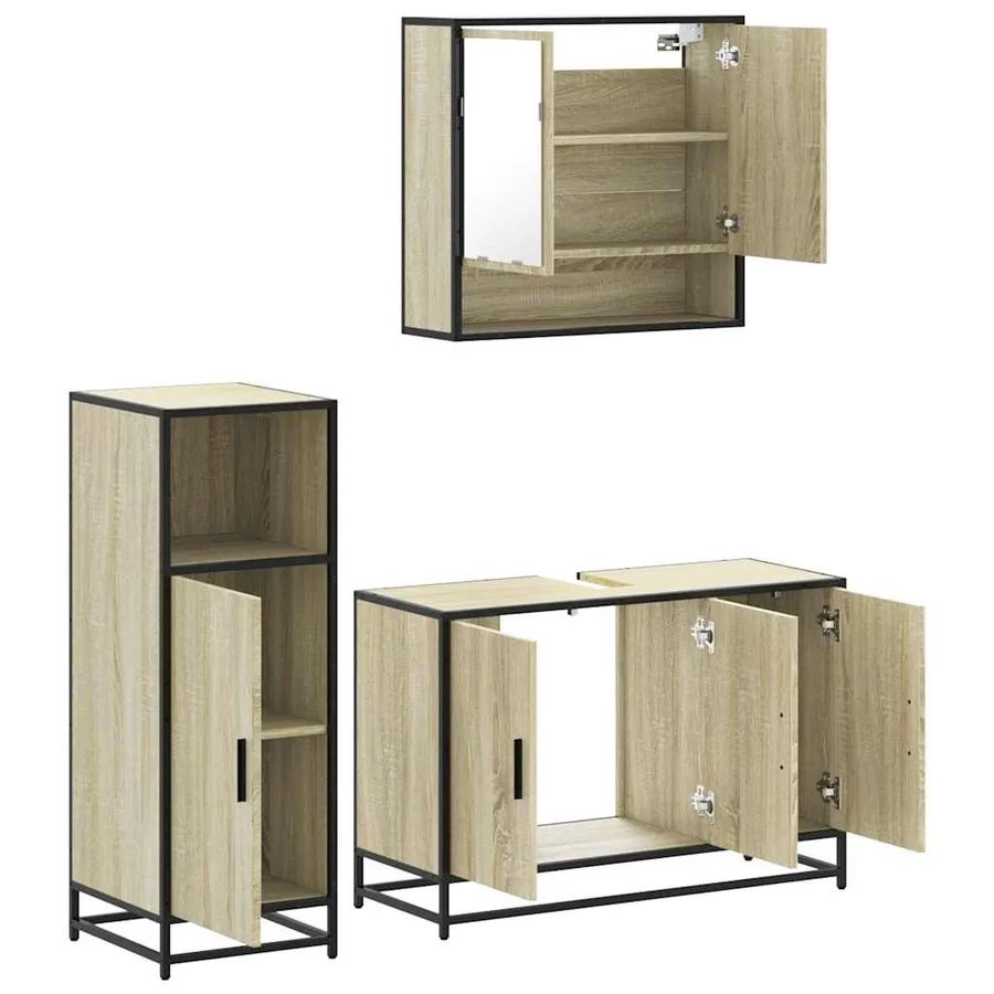 Ensemble de meubles de salle de bain 3 pcs chêne sonoma - 6