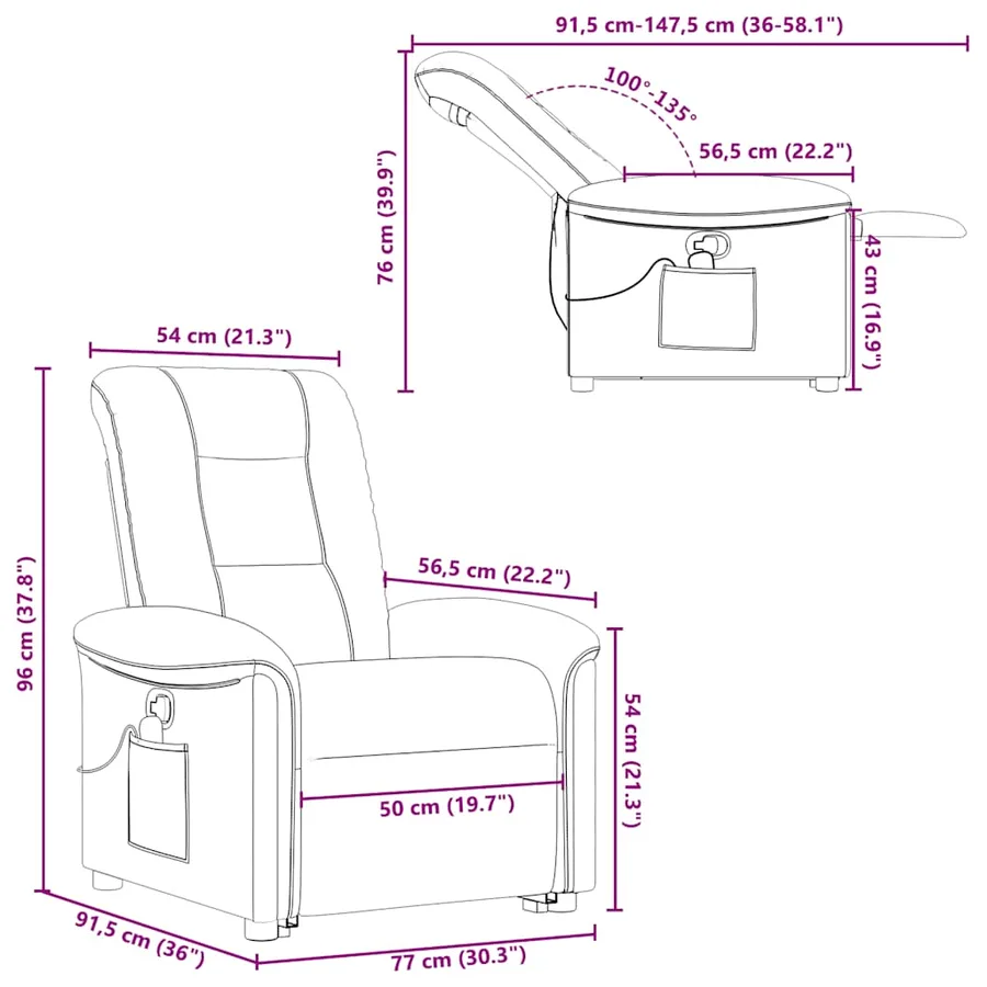 Fauteuil de massage inclinable gris nuage tissu - 16