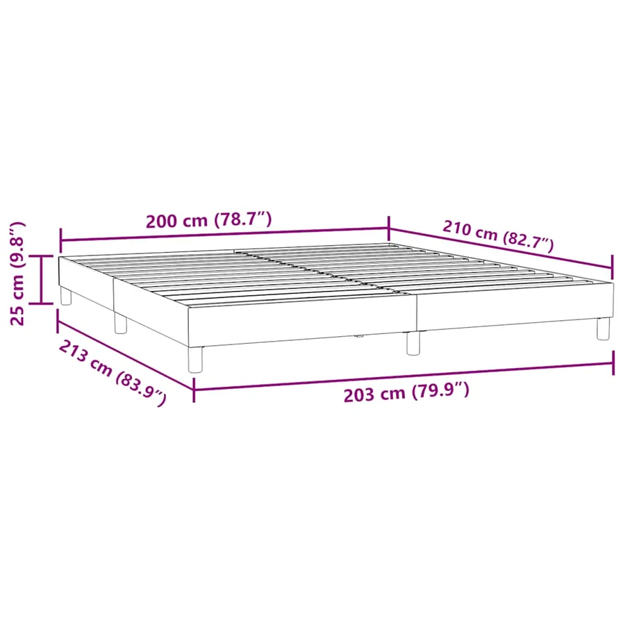 Sommier à lattes de lit sans matelas noir 200x210 cm velours - 10