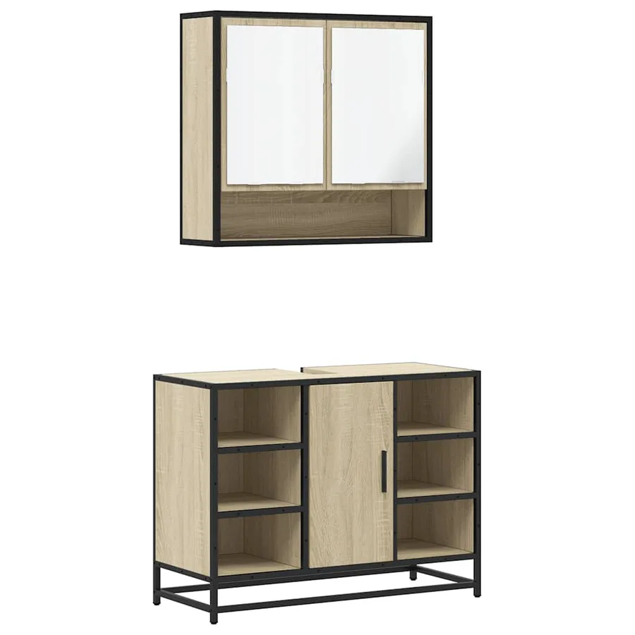 Ensemble de meubles de salle de bain 2 pcs chêne sonoma - 2