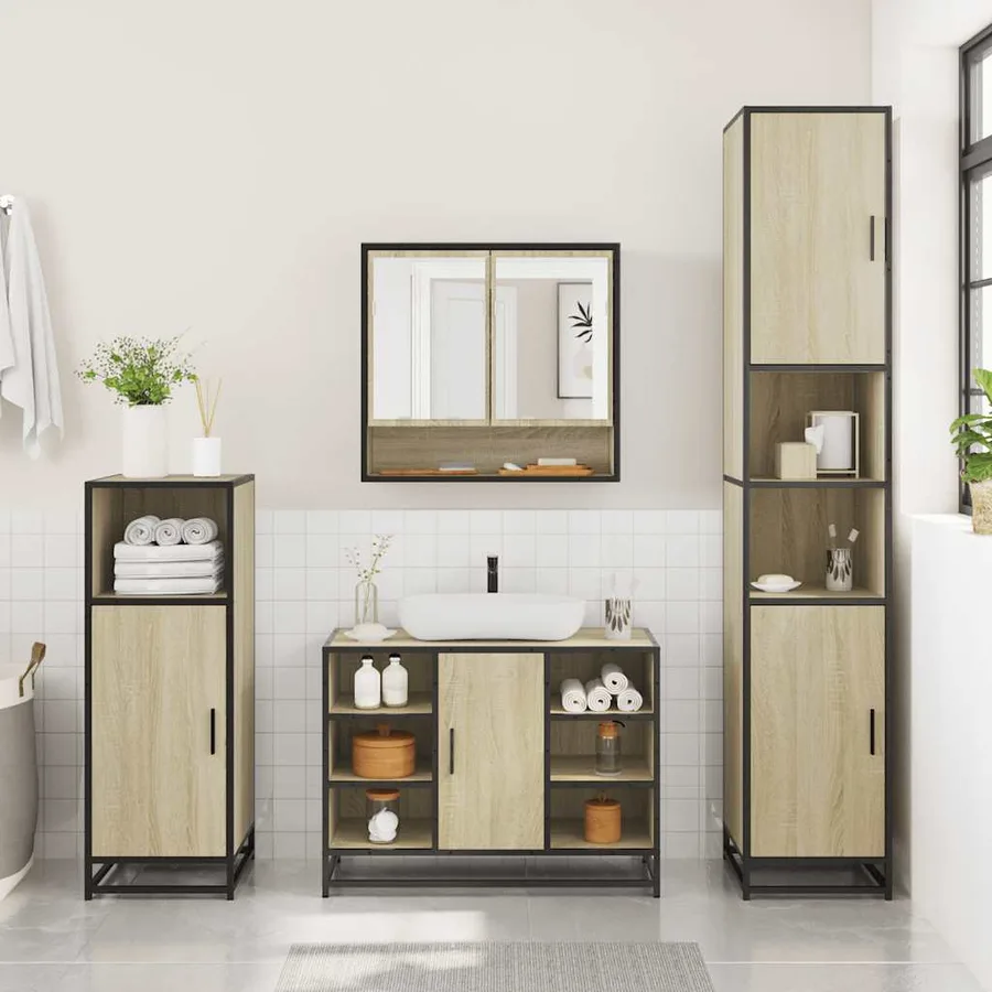 Ensemble de meubles de salle de bain 2 pcs chêne sonoma - 3