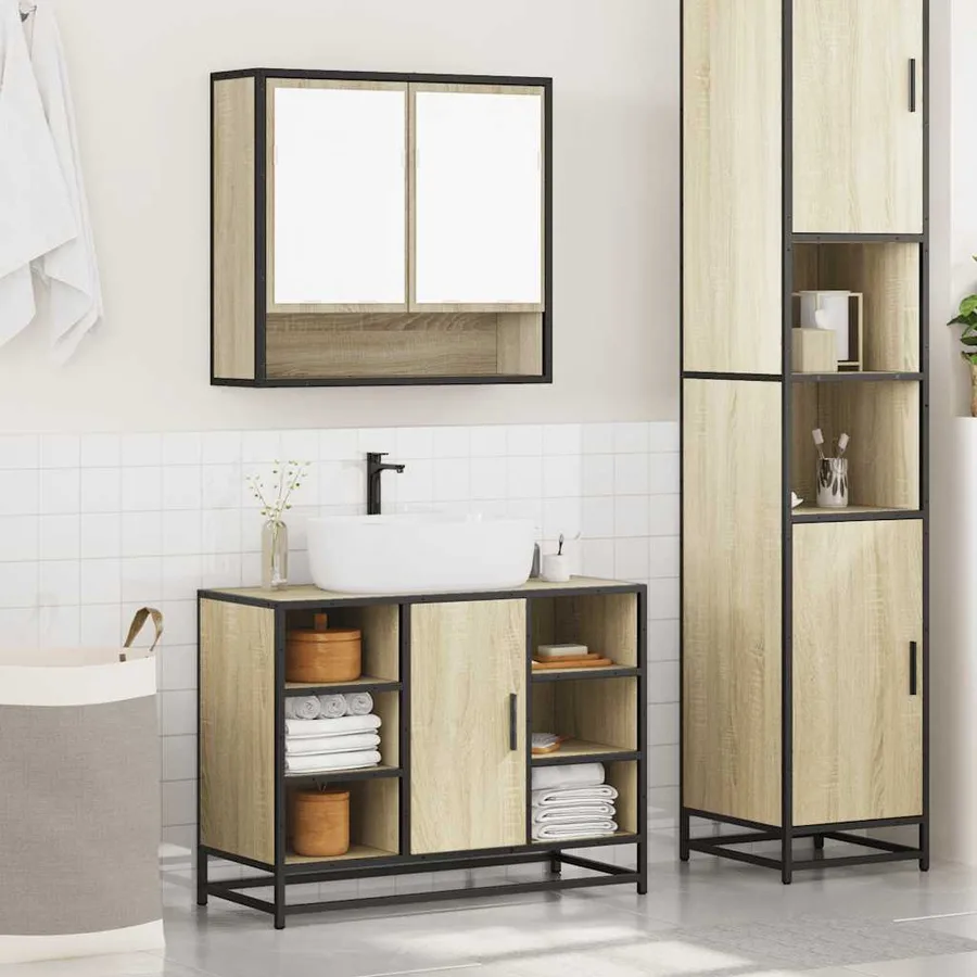 Ensemble de meubles de salle de bain 2 pcs chêne sonoma - 4