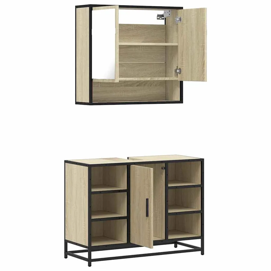 Ensemble de meubles de salle de bain 2 pcs chêne sonoma - 6