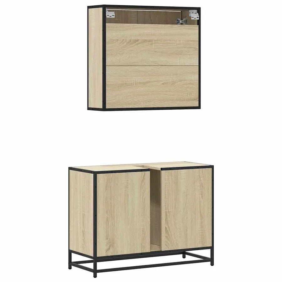 Ensemble de meubles de salle de bain 2 pcs chêne sonoma - 8