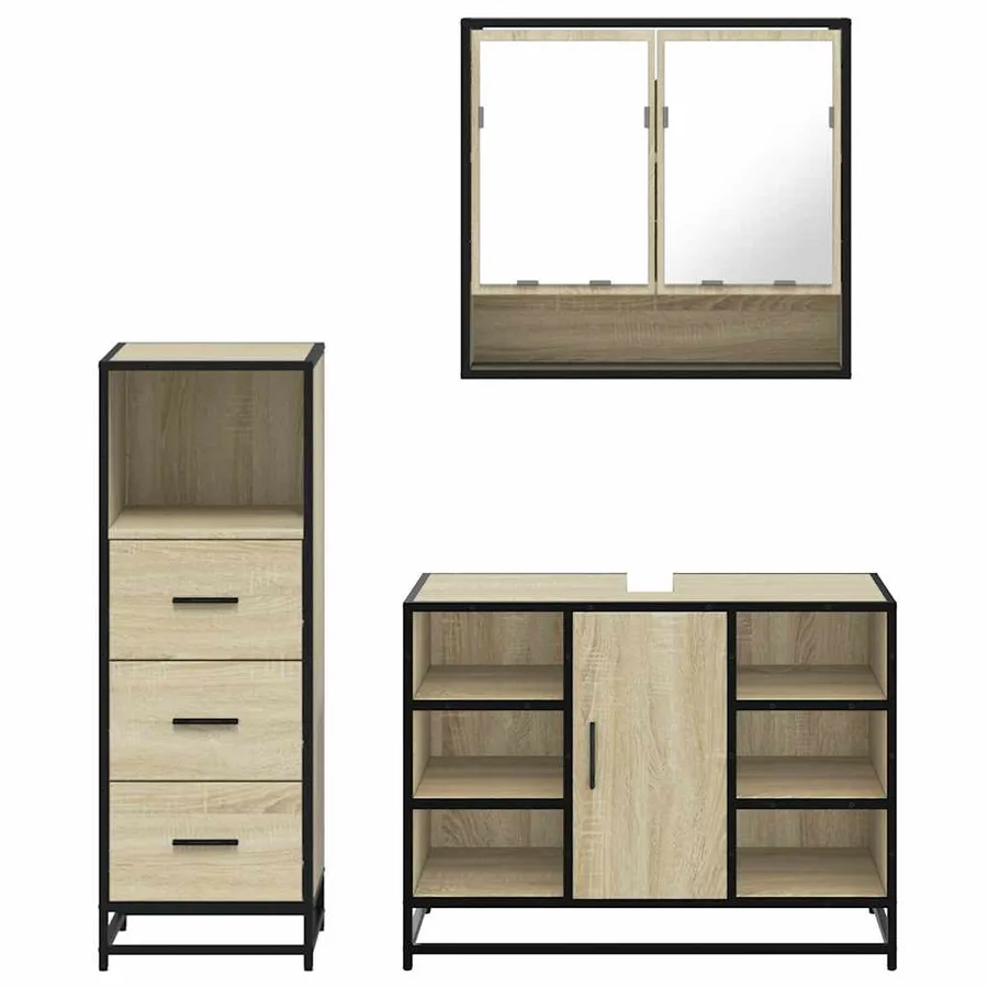 Ensemble de meubles de salle de bain 3 pcs chêne sonoma - 5