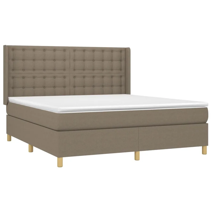 Sommier à lattes de lit matelas et LED Taupe 160x200 cm Tissu - 4