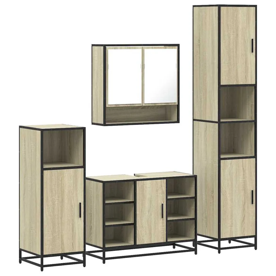 Ensemble de meubles de salle de bain 4 pcs chêne sonoma - 2