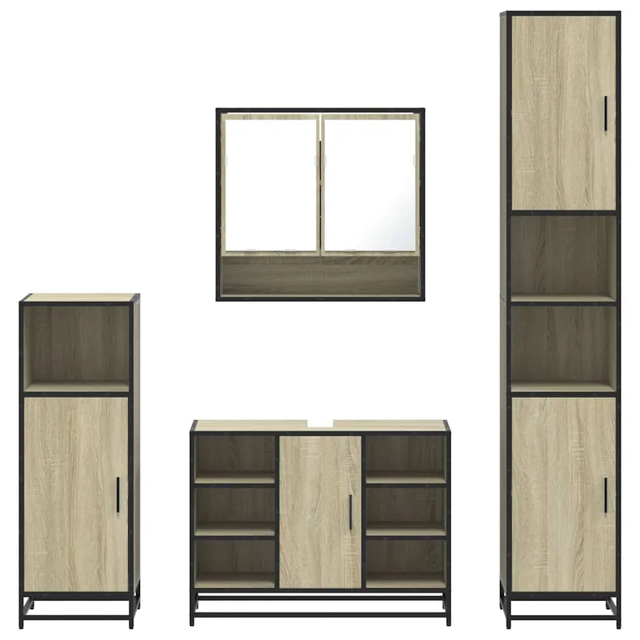 Ensemble de meubles de salle de bain 4 pcs chêne sonoma - 5
