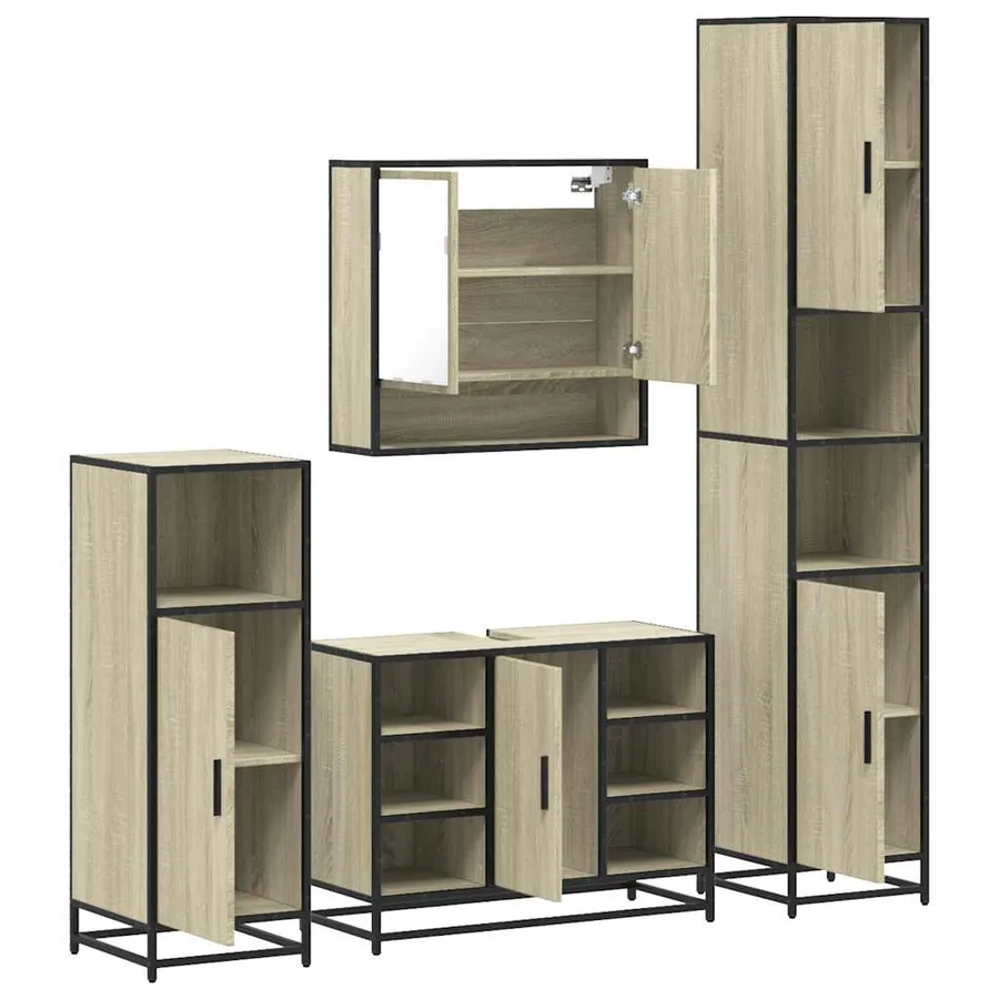 Ensemble de meubles de salle de bain 4 pcs chêne sonoma - 6