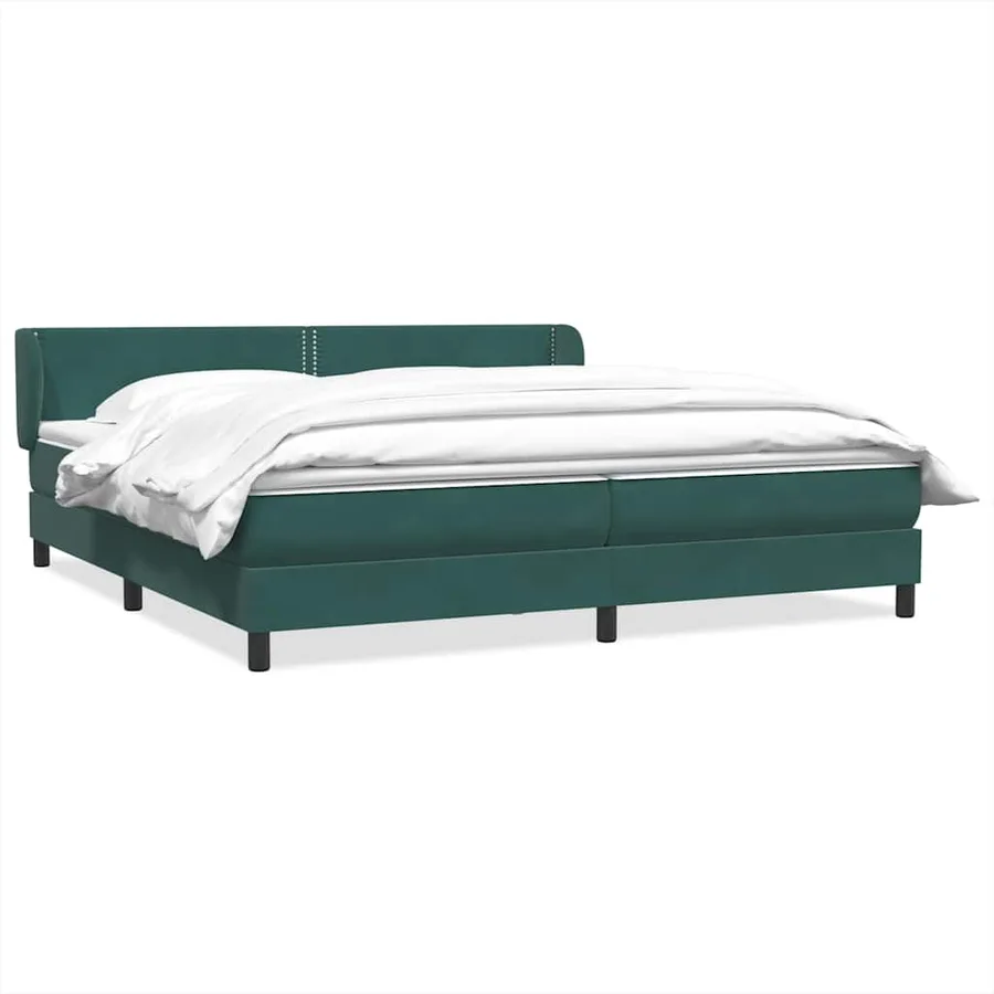 Sommier à lattes de lit et matelas vert foncé 180x210cm velours - 2