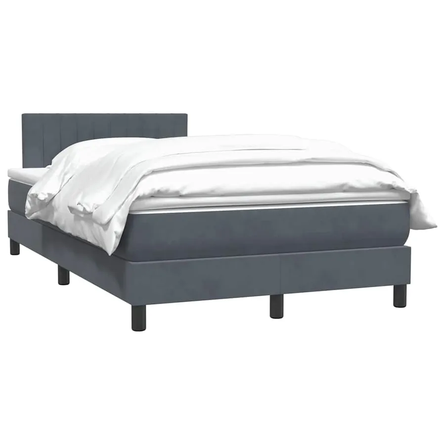 Sommier à lattes de lit et matelas gris foncé 120x210cm velours - 4