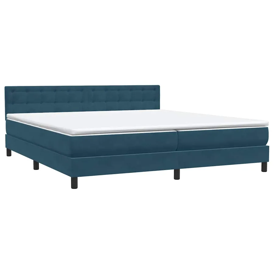 Sommier à lattes de lit et matelas et LED bleu foncé 180x210cm velours - 5