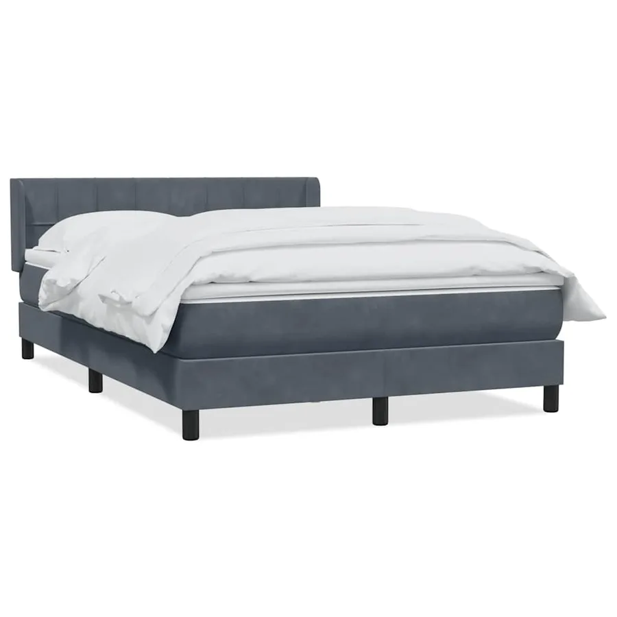 Sommier à lattes de lit et matelas gris foncé 140x210cm velours - 2