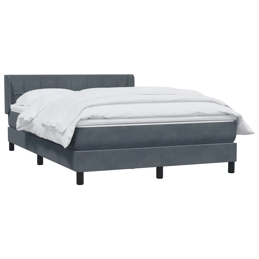 Sommier à lattes de lit et matelas gris foncé 140x210cm velours - 3