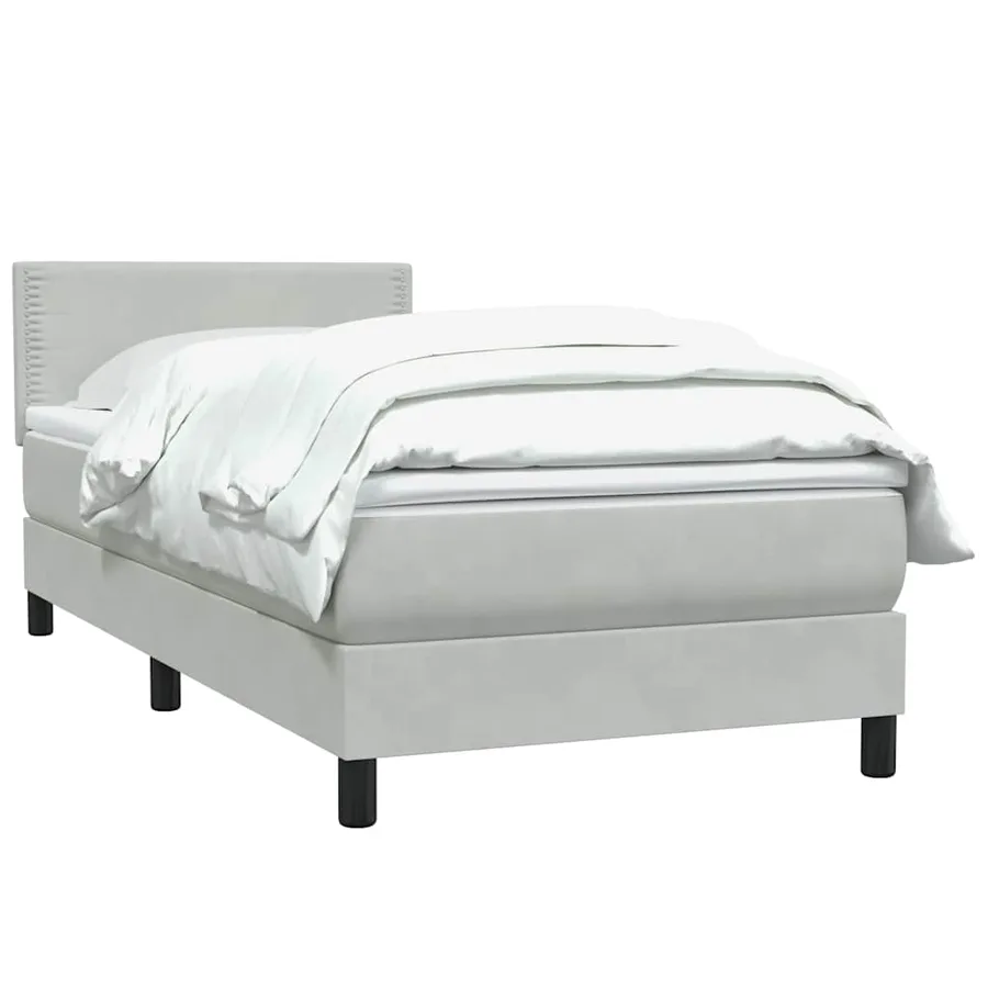 Sommier à lattes de lit et matelas gris clair 100x210cm velours - 3