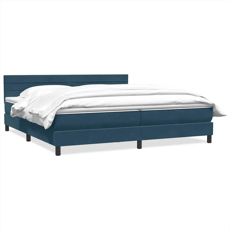 Sommier à lattes de lit et matelas bleu foncé 180x210cm velours - 2